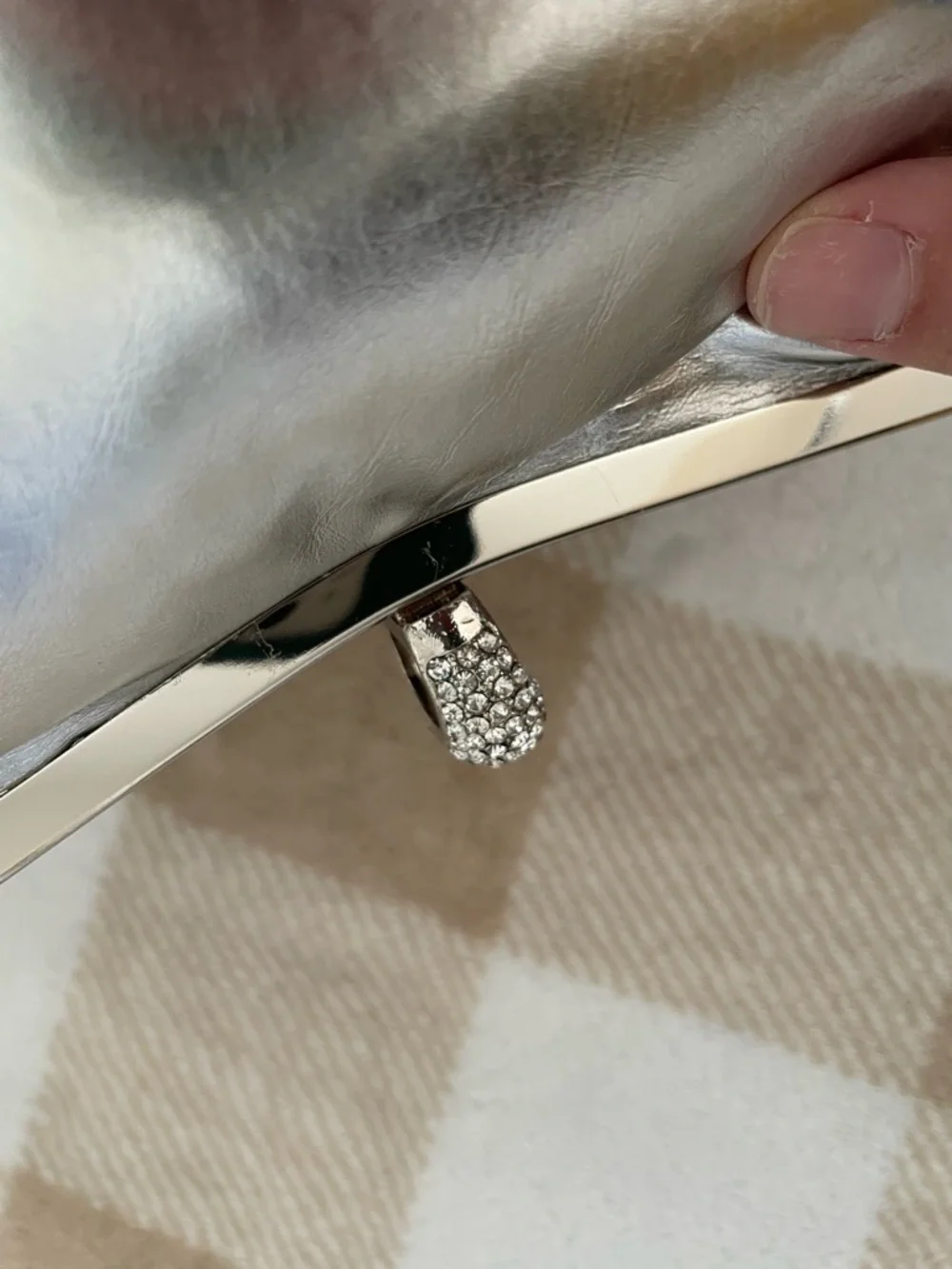 Silver Ruffled Crystal-Embellished Women's Clutch 6X9 inches